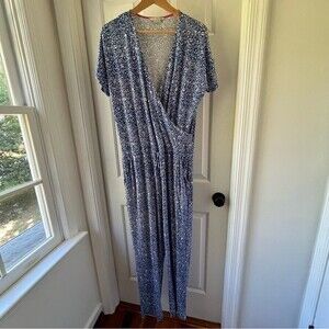 Boden Blue Floral Wrap Jumpsuit